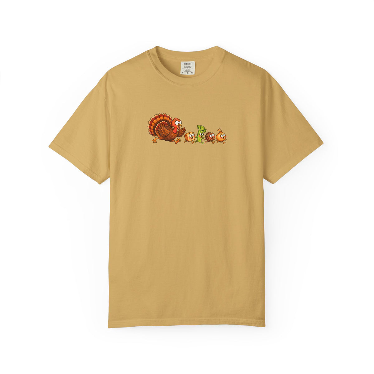 Turkey Chasing Stuffing Thanksgiving Tee | Comfort Colors 1717