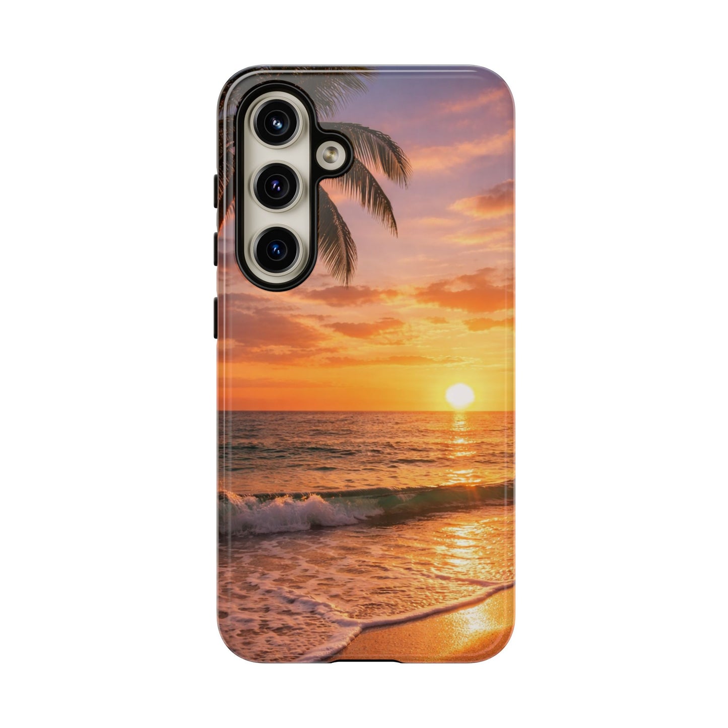 Golden Hour Beach Case — Tropical Palm Sunset Protective Case