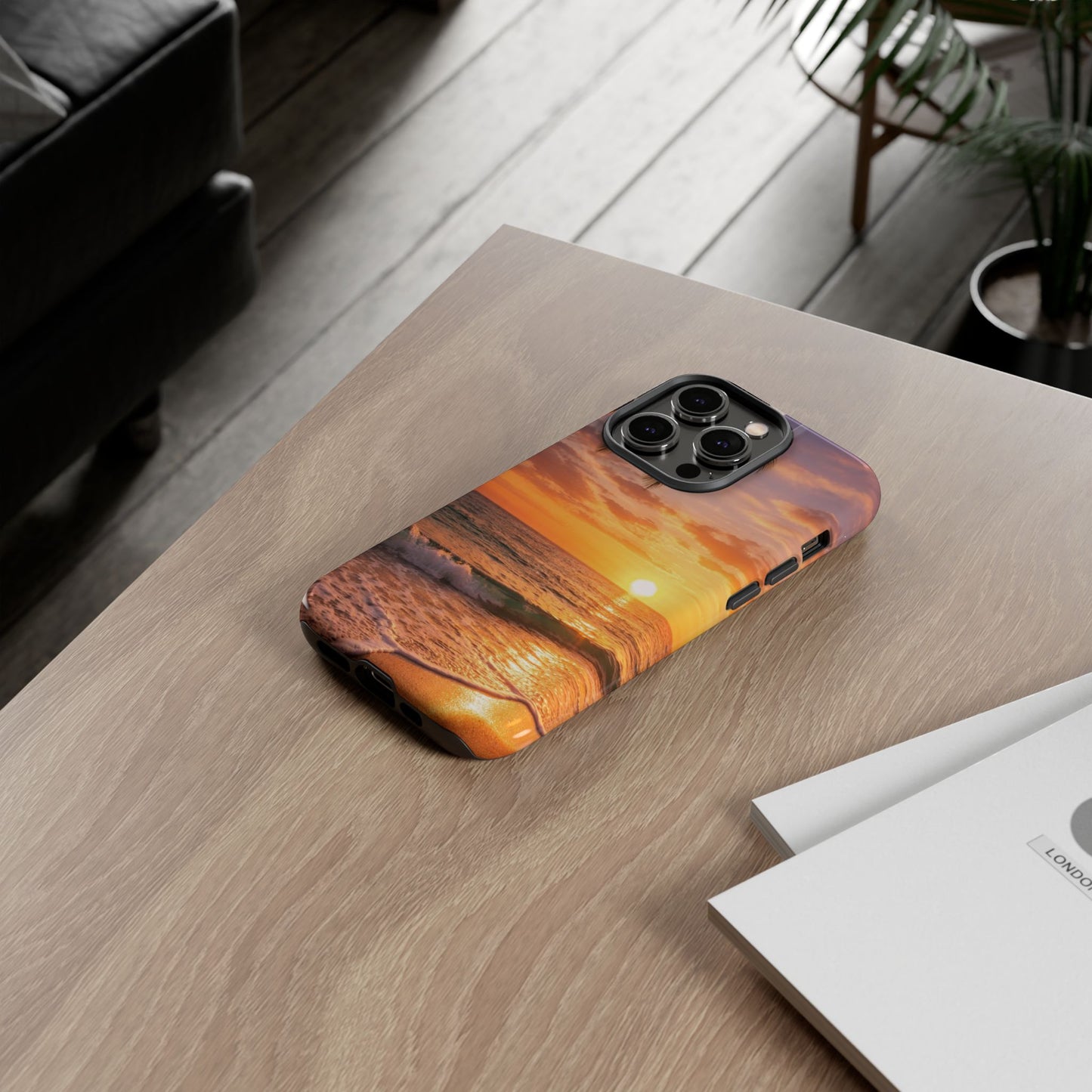 Golden Hour Beach Case — Tropical Palm Sunset Protective Case