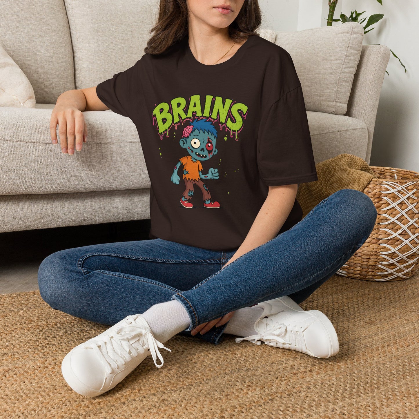Brains Zombie Graphic Tee | Funny Halloween Shirt | Vintage Horror T-Shirt