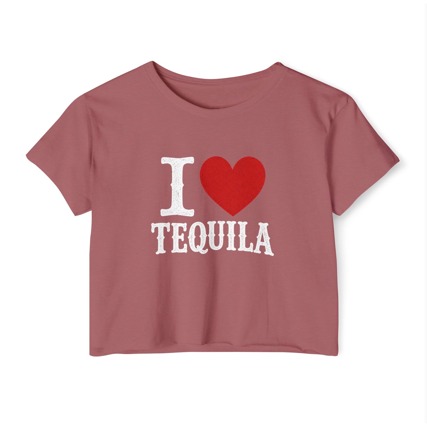 I Heart Tequila Cropped Tee | Funny Tequila Shirt | Festival Crop Top | Country Concert Outfit | Girls Trip Shirt | Western Boutique Style