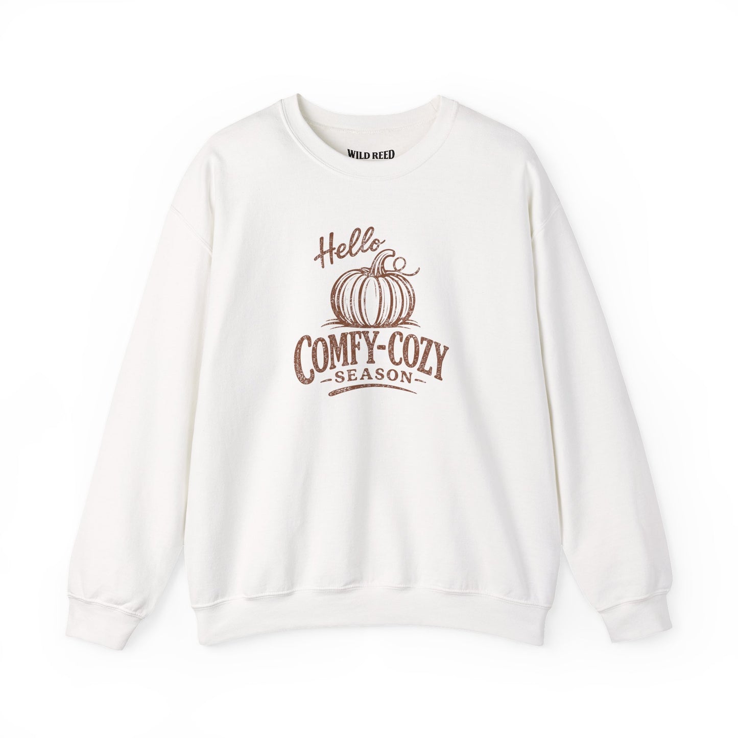 Hello Comfy-Cozy Season Vintage Pumpkin Sweatshirt | Cozy Fall Crewneck | Autumn Graphic Sweatshirt