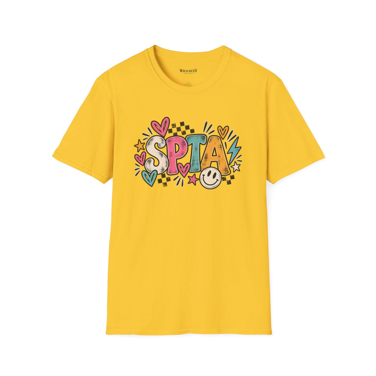 SPTA Retro Checkerboard Graphic Tee | School Support Staff Shirt