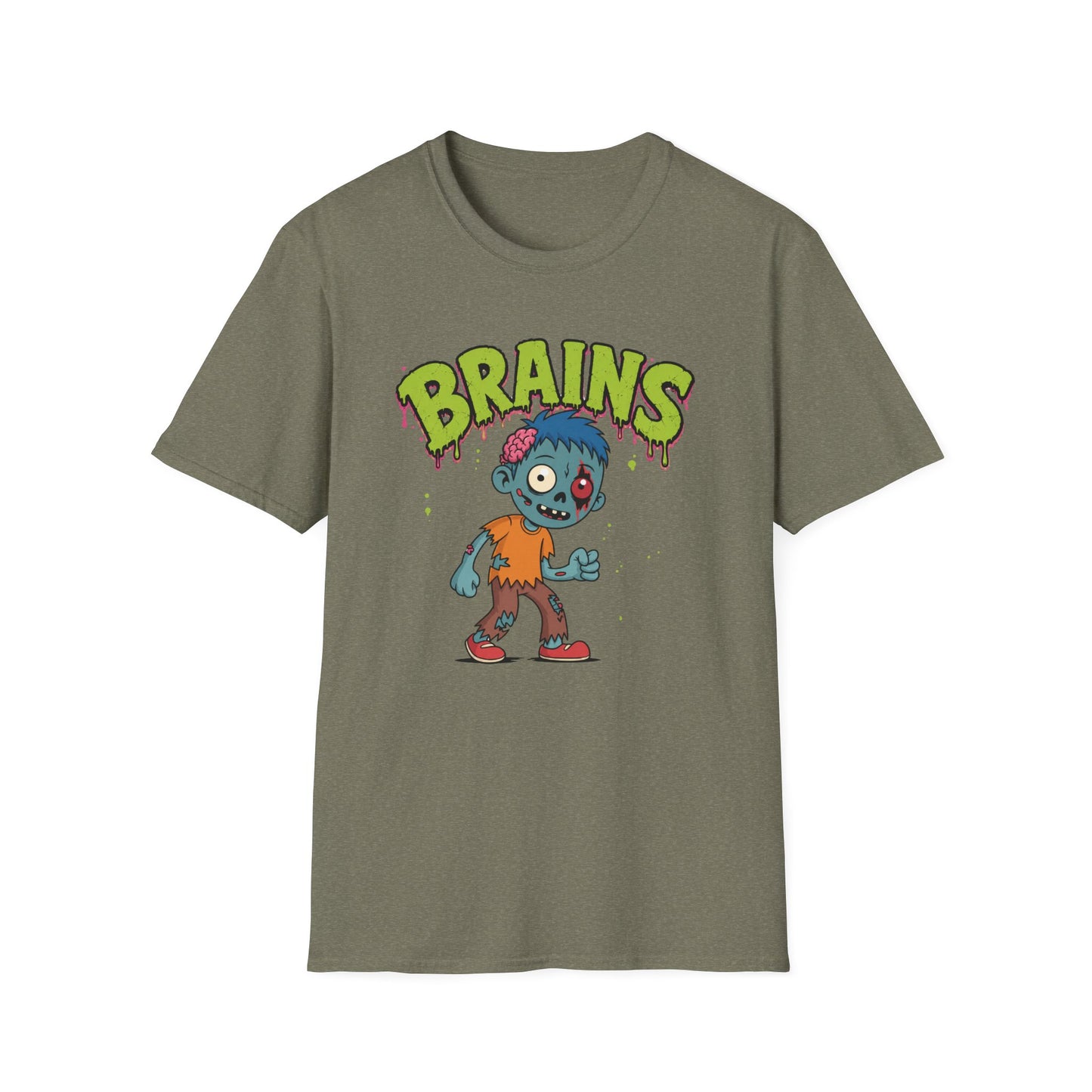 Brains Zombie Graphic Tee | Funny Halloween Shirt | Vintage Horror T-Shirt