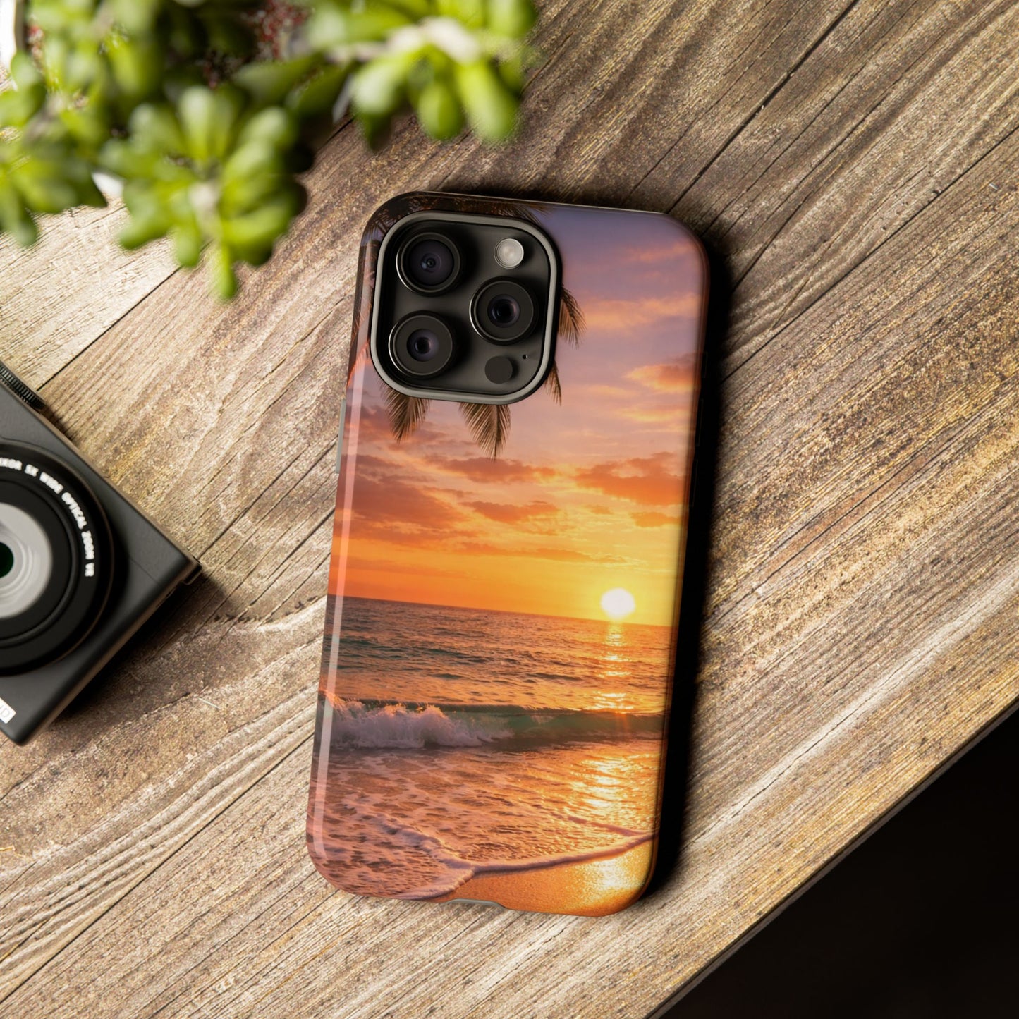 Golden Hour Beach Case — Tropical Palm Sunset Protective Case