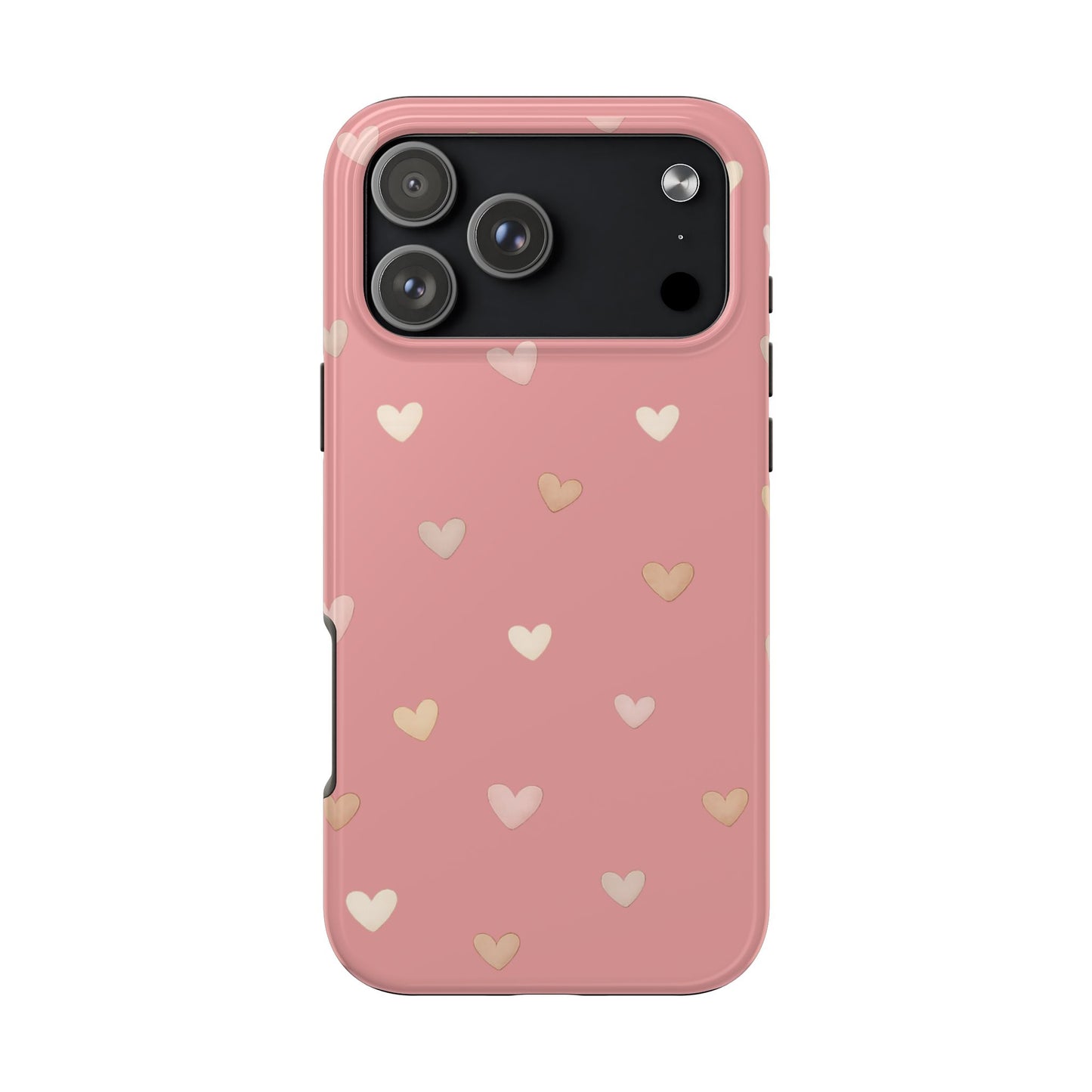 Neutrale Mini-Herzen Handyhülle – Roséfarbenes Ästhetik-Design
