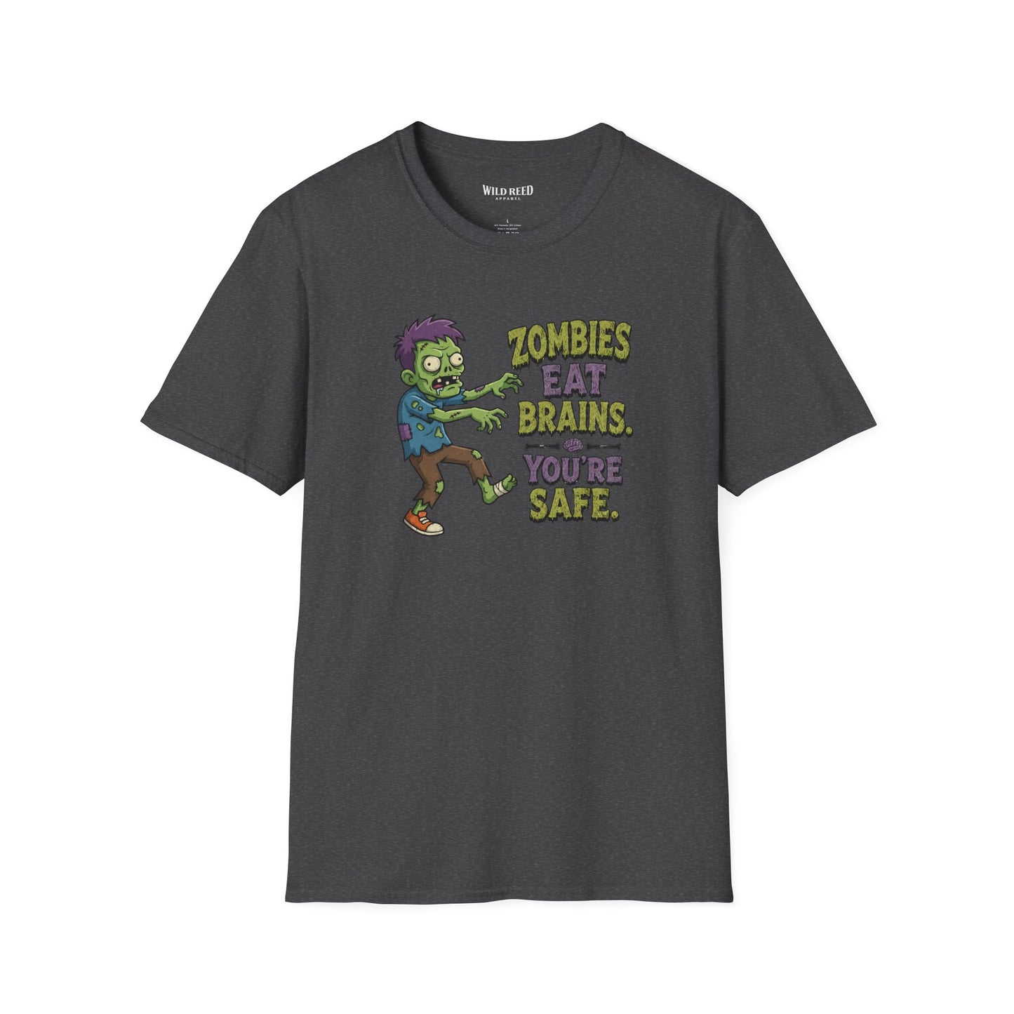 Zombies Eat Brains You’re Safe Funny Zombie Graphic Tee