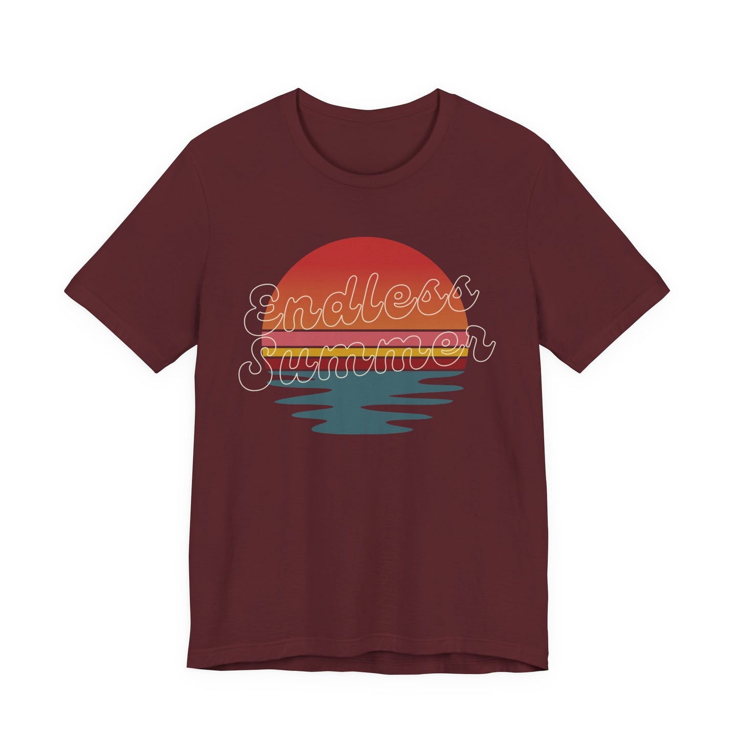 Endless Summer Shirt, Beach Graphic Tee, Coastal Summer Shirt, Retro Sunset T-Shirt, Urlaub Outfit, Bella+Canvas 3001 Shirt, Unisex T-Shirt