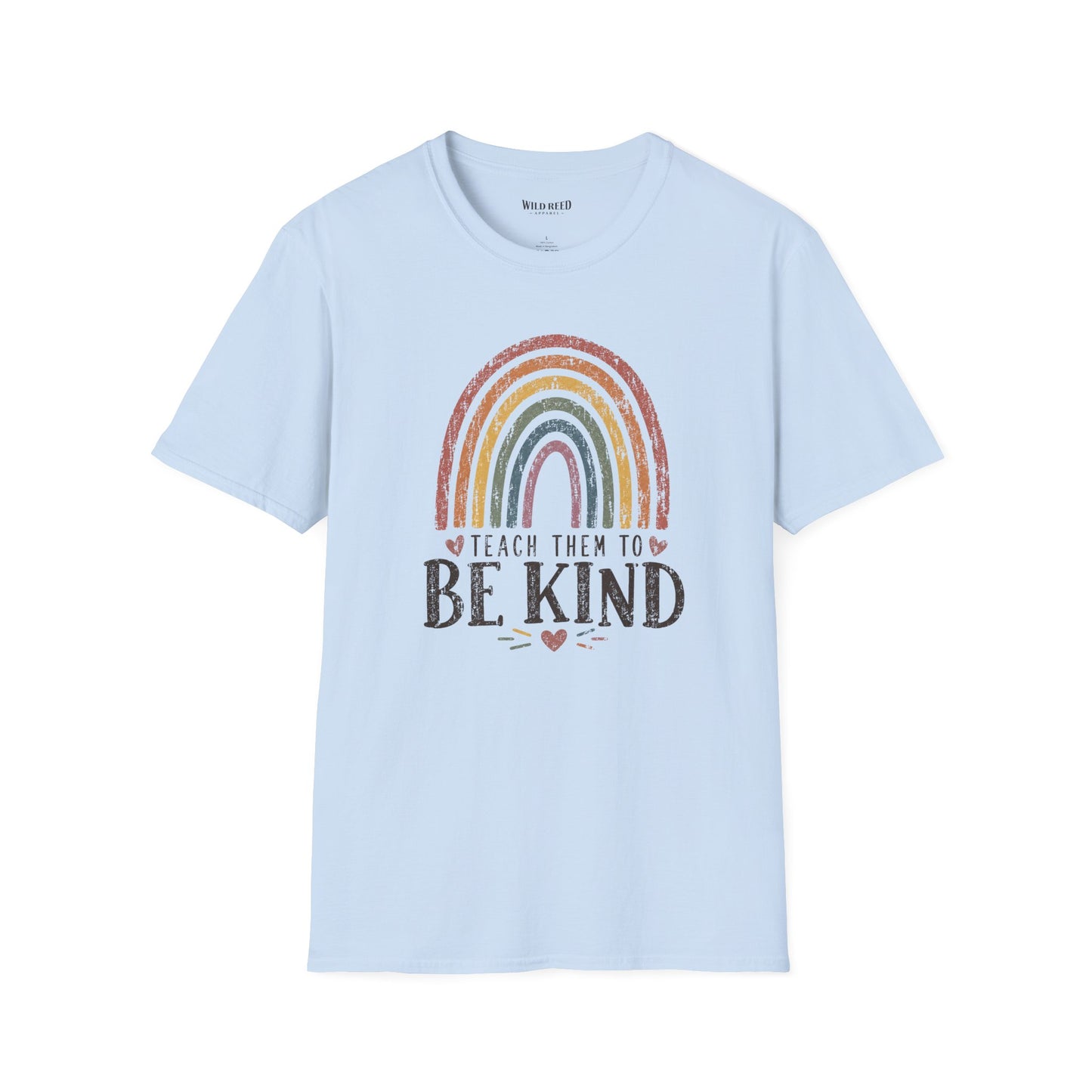 Teach Them to Be Kind Teacher Shirt | Rainbow Teacher Tee | Inspirational Back to School Graphic T-Shirt