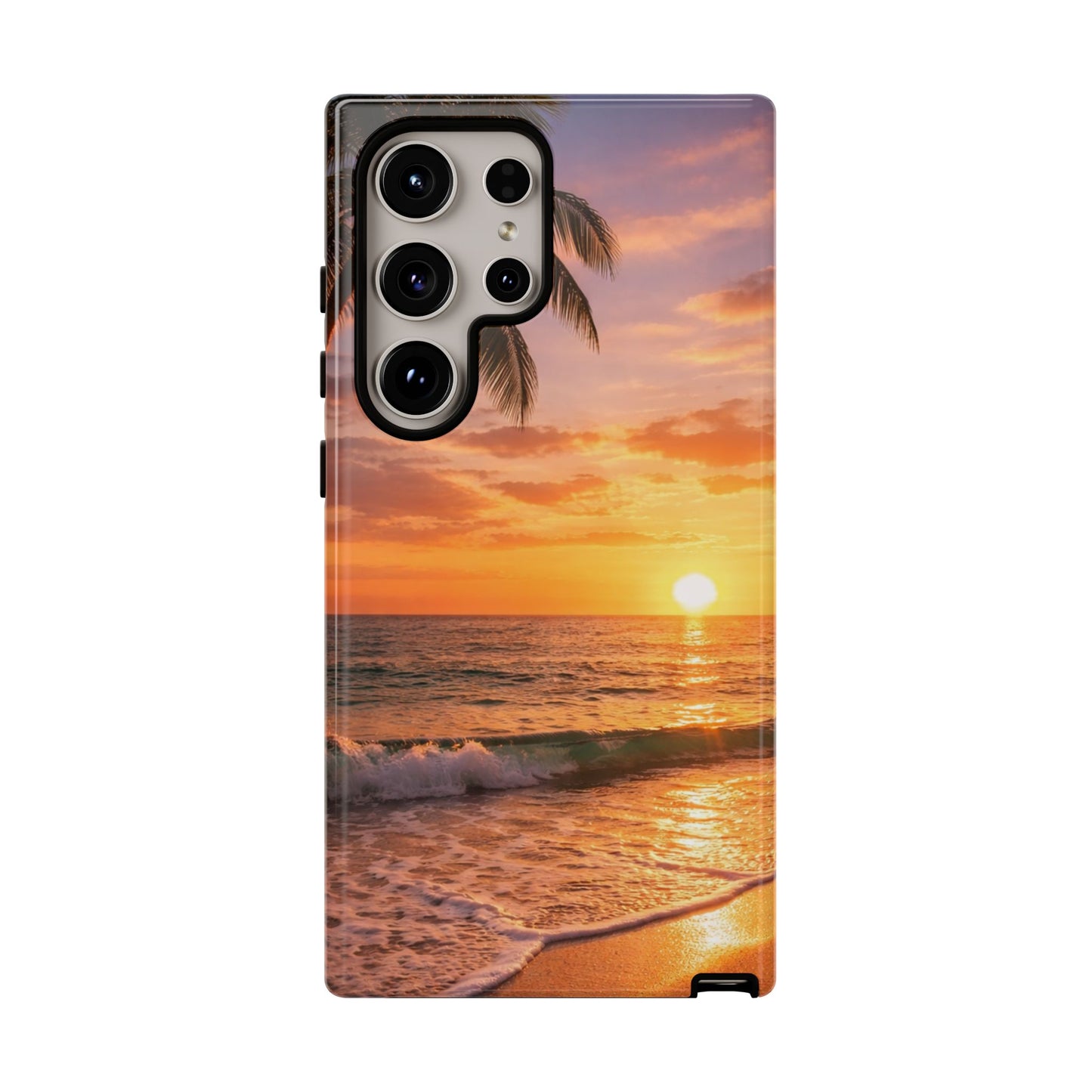 Golden Hour Beach Case — Tropical Palm Sunset Protective Case
