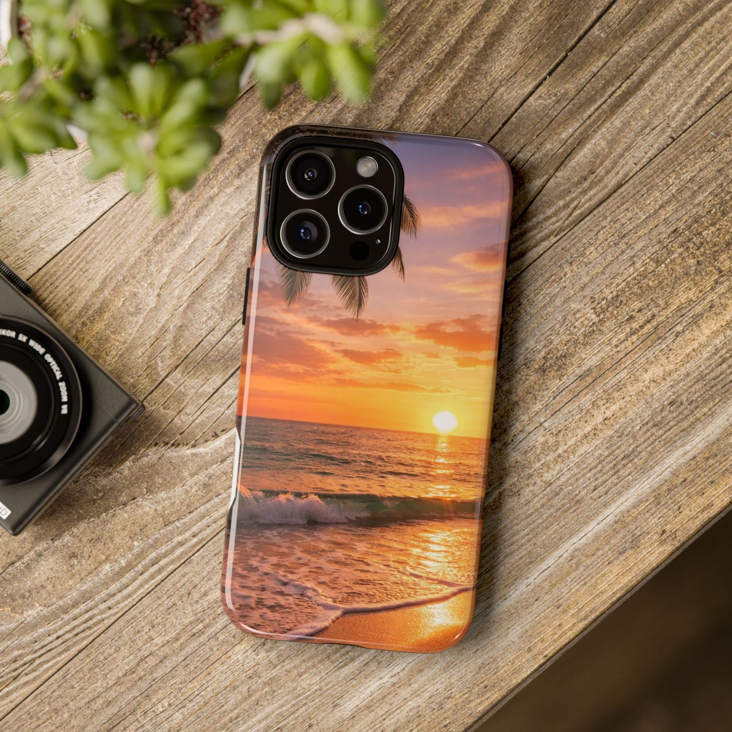 Golden Hour Beach Case — Tropical Palm Sunset Protective Case