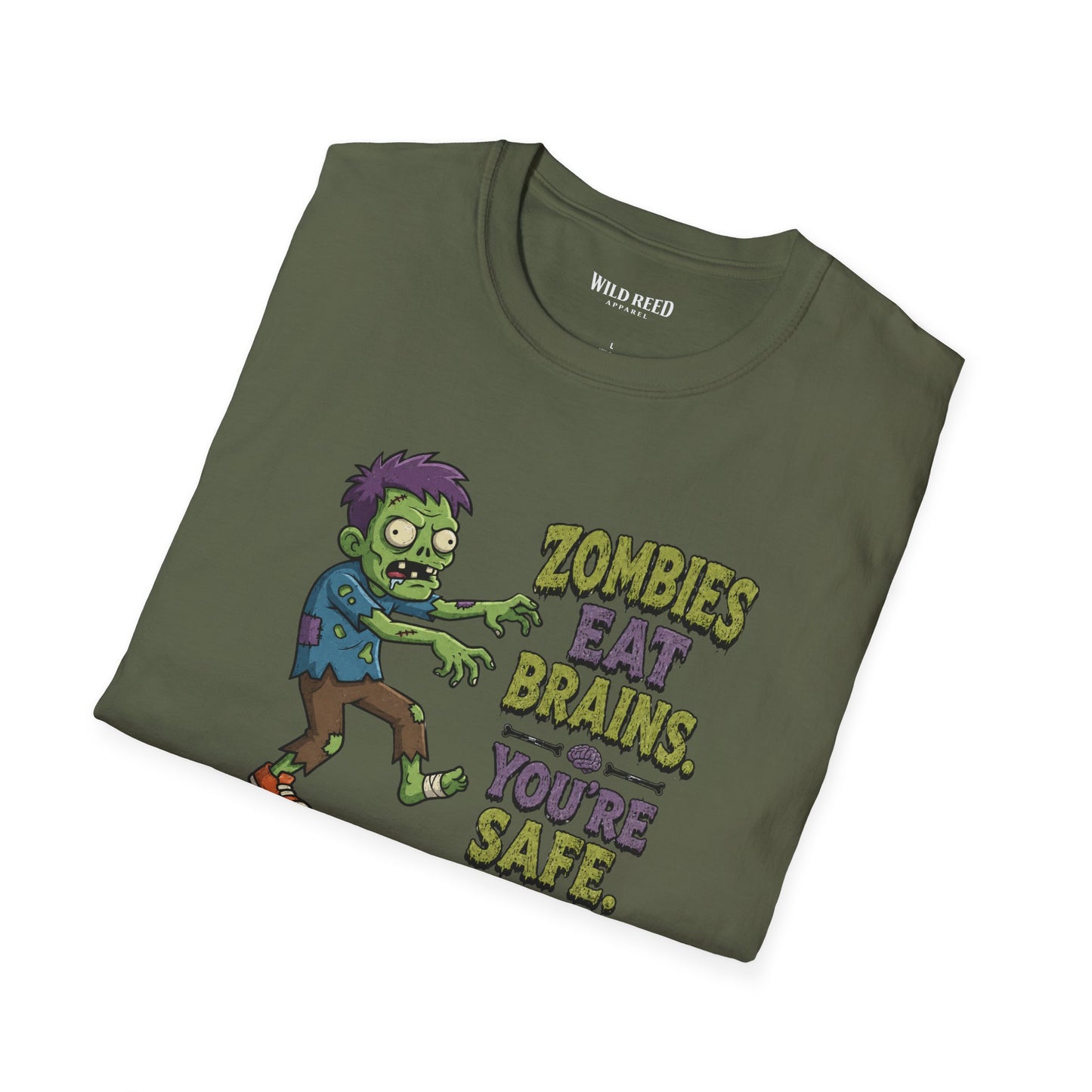 Zombies Eat Brains You’re Safe Funny Zombie Graphic Tee
