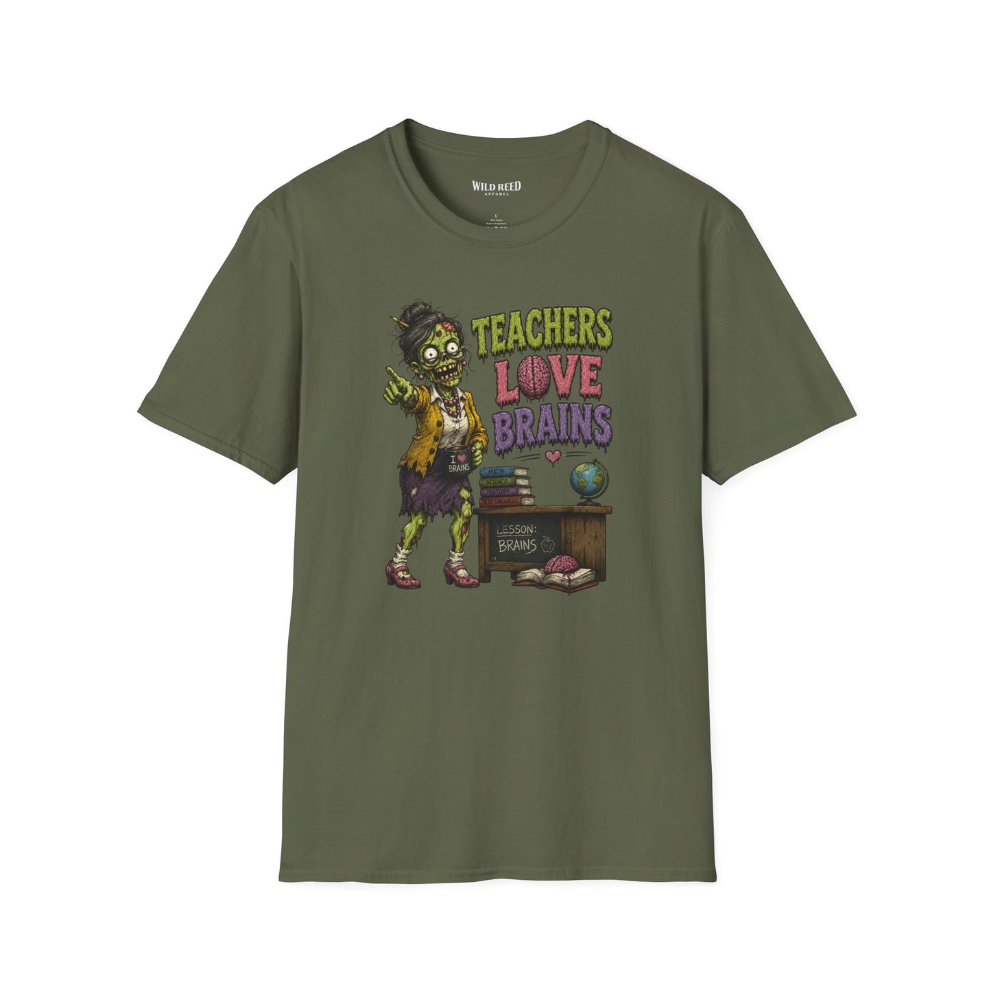 Teachers Love Brains Funny Zombie Teacher Graphic Tee