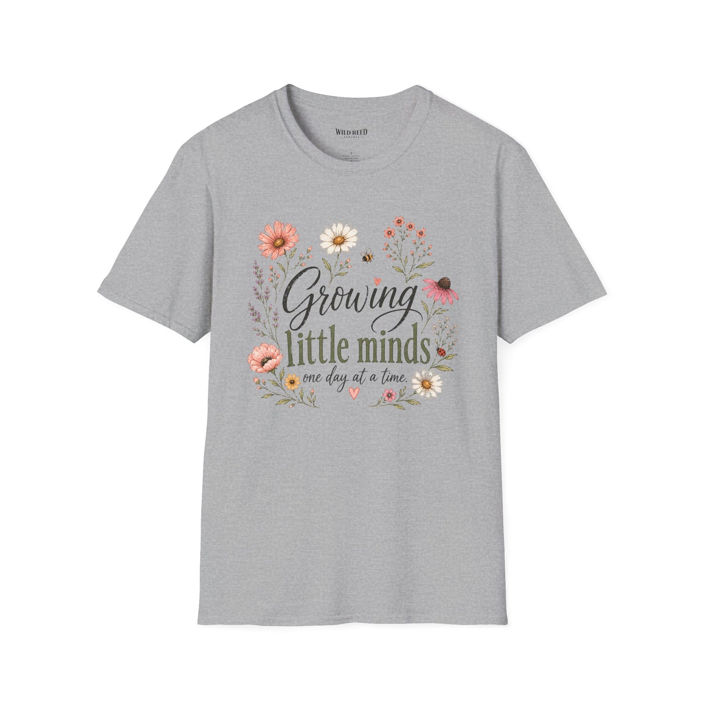 Growing Little Minds Shirt | Teacher Tee | Floral Back to School Graphic T-Shirt