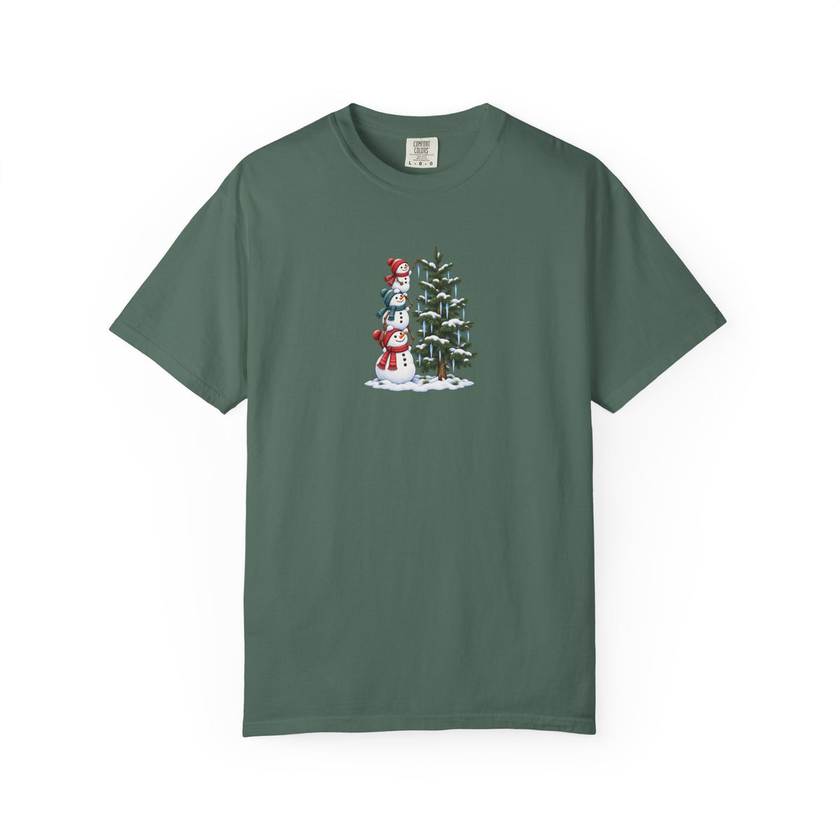 Snowmen Decorating Christmas Tree Graphic Tee | Cute Holiday Shirt