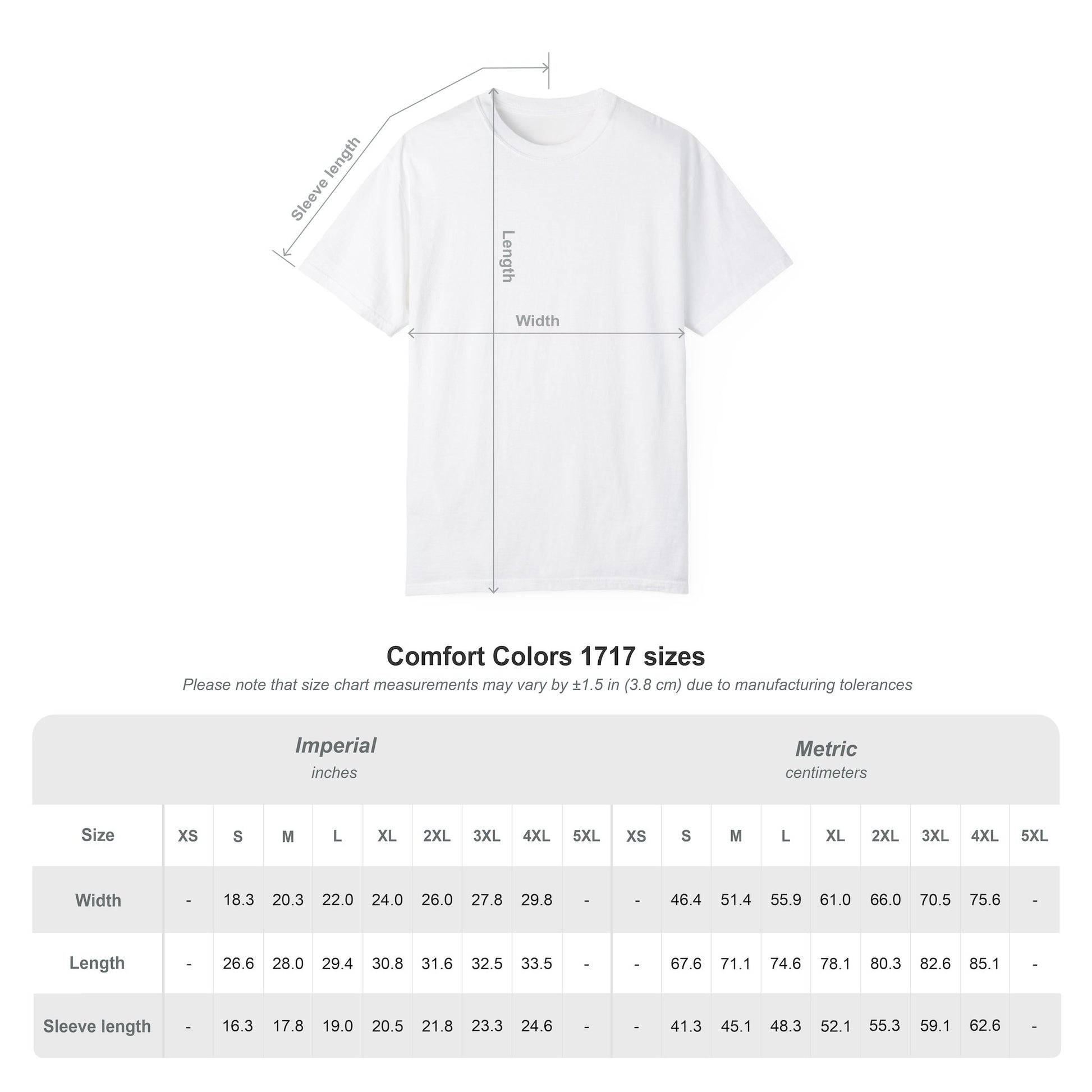 Boots and Bling graphic tee size chart