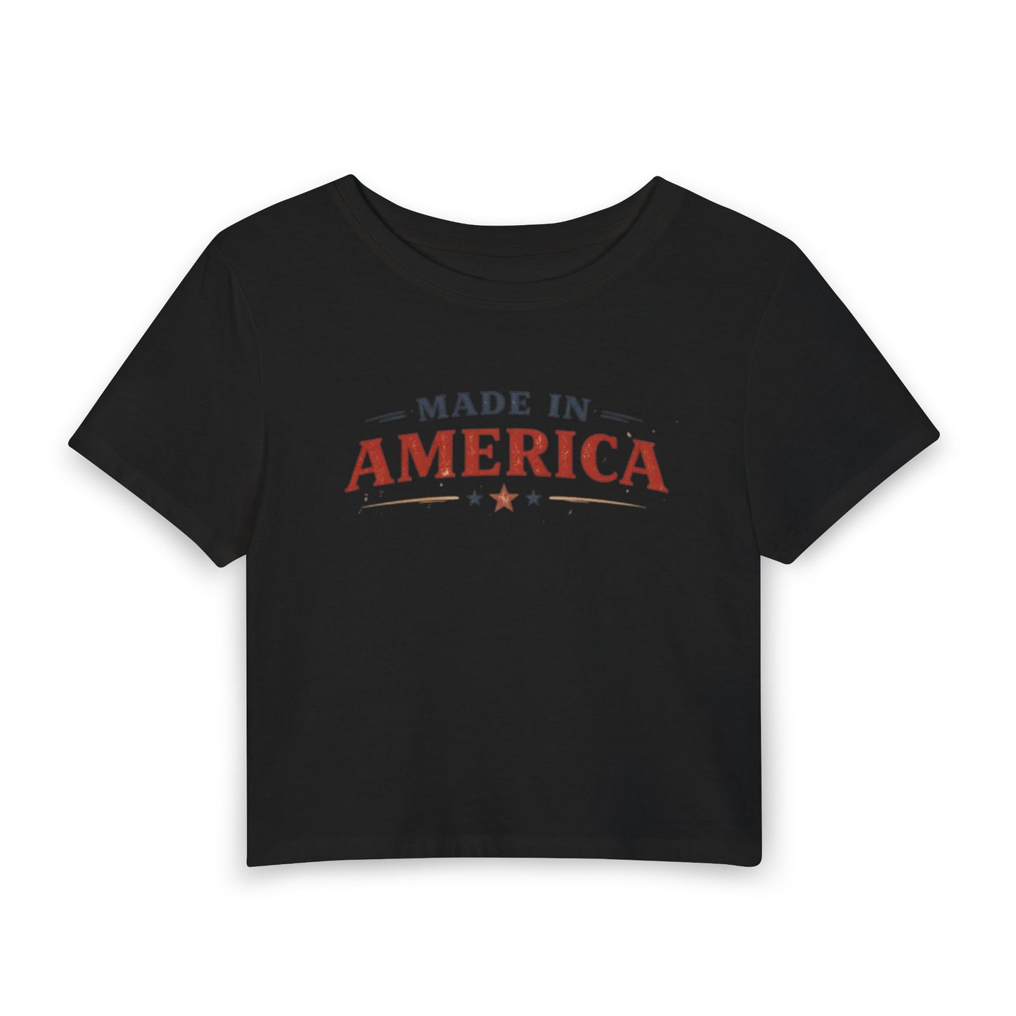 Made in America verkürztes T-Shirt • Patriotisches Grafik-Baby-T-Shirt für Frauen