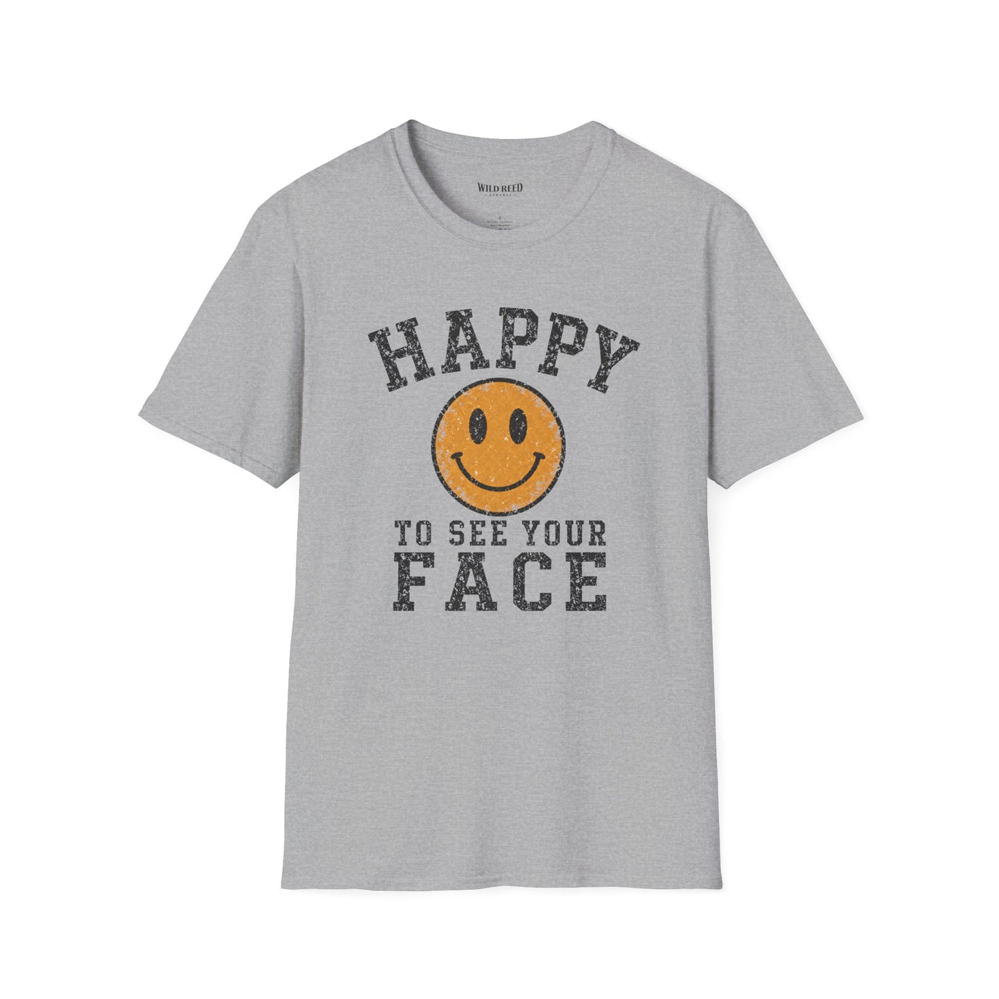 Happy to See Your Face Teacher Shirt | Back to School Tee | Retro Smiley Graphic T-Shirt