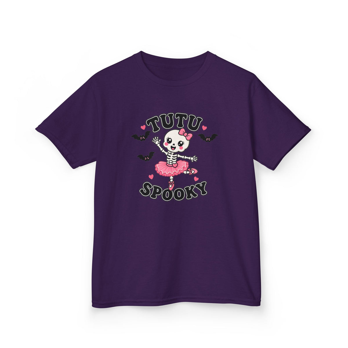 Tutu Spooky Kids Halloween T-Shirt | Cute Skeleton Ballerina Shirt | Girls Pink Halloween Tee