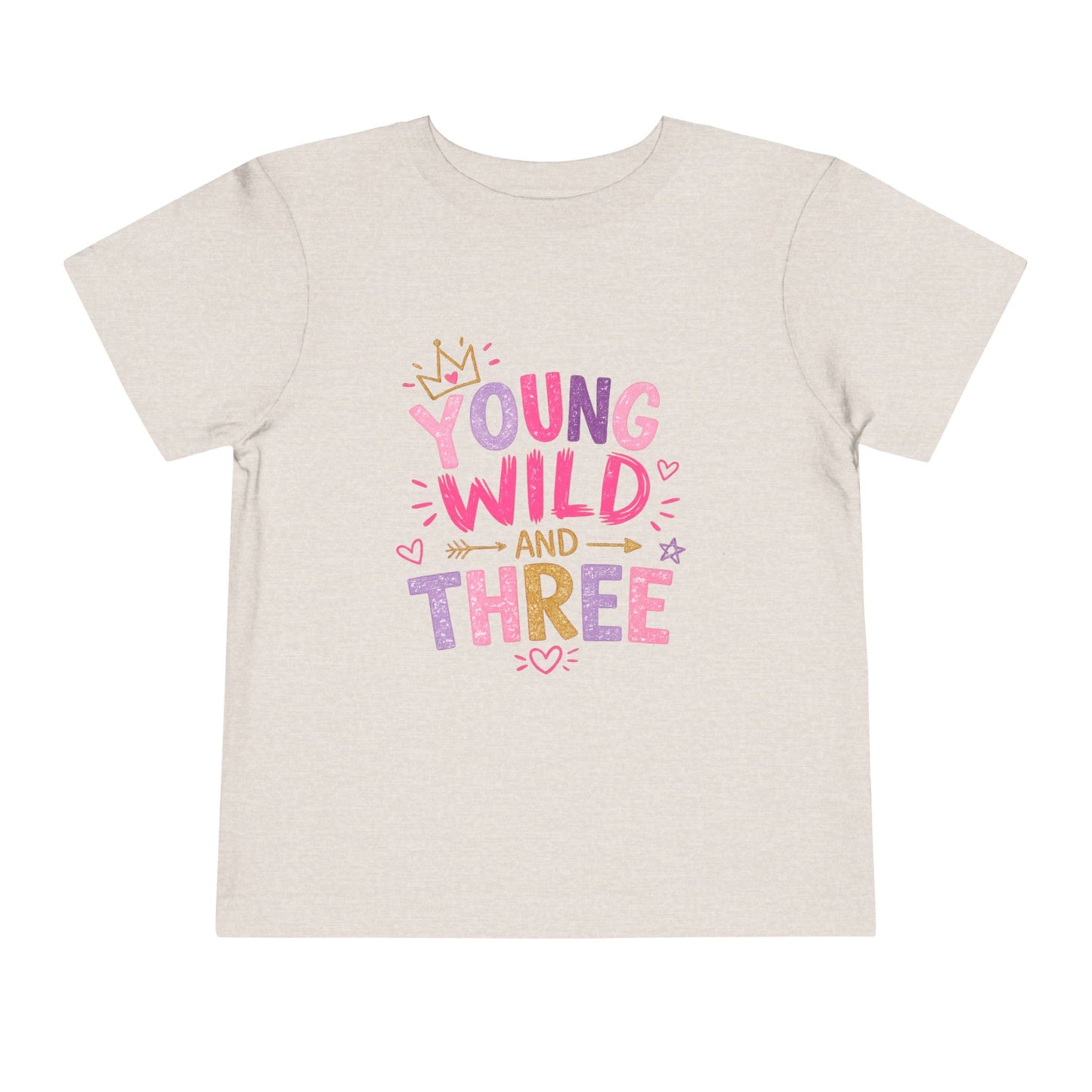 Young Wild and Three Birthday Shirt for Girls | Pink Third Birthday Tee