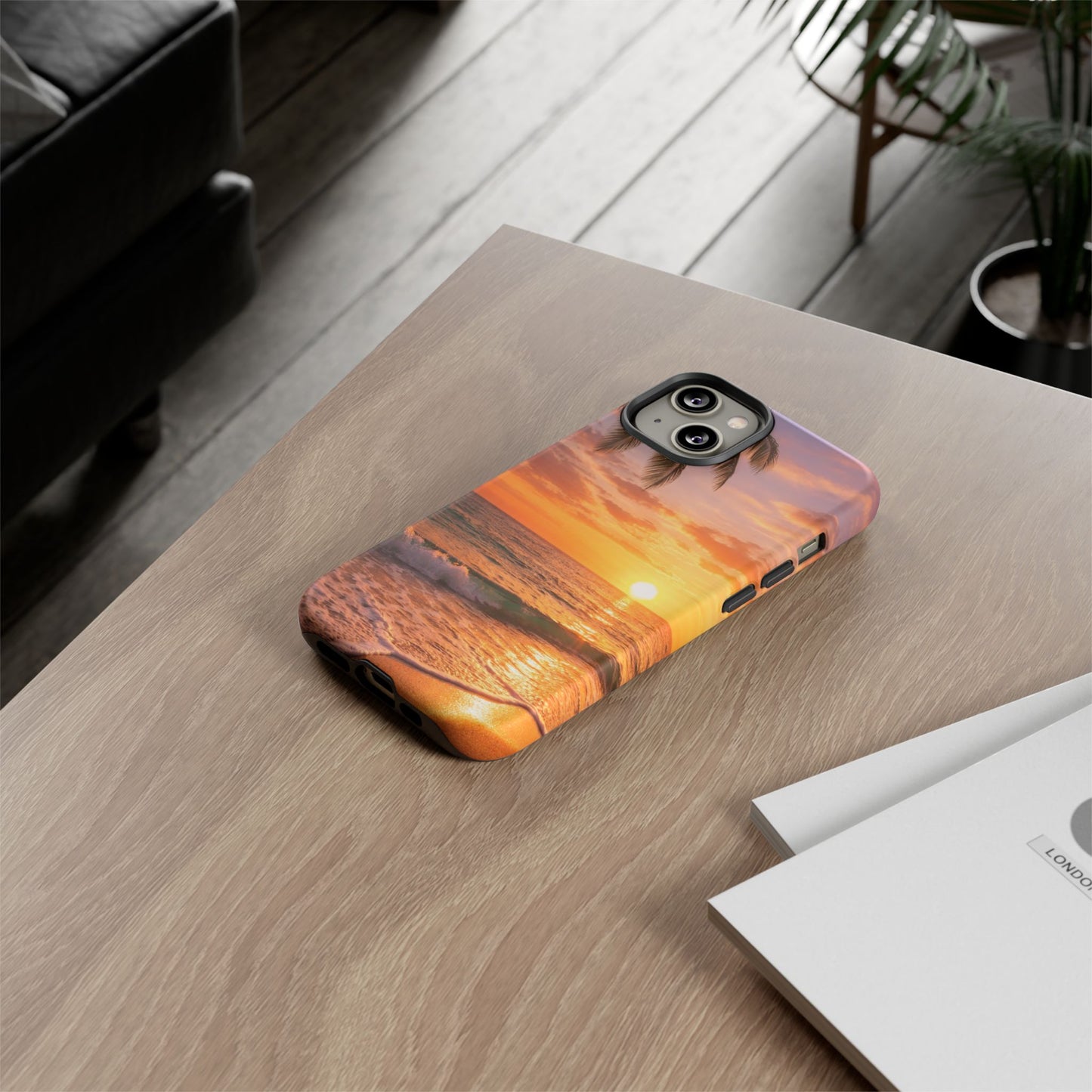 Golden Hour Beach Case — Tropical Palm Sunset Protective Case