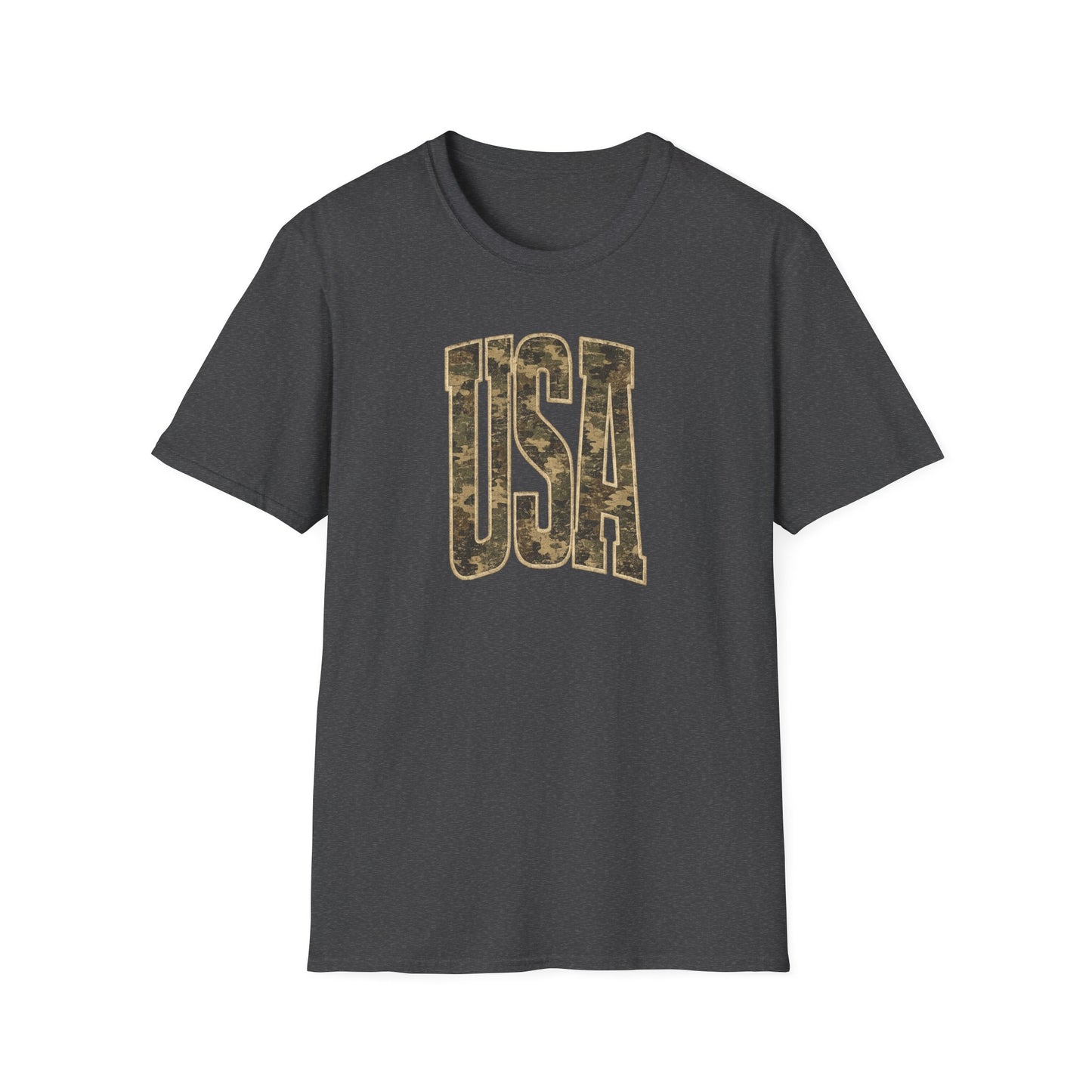 USA Vintage Camo Graphic T-Shirt | Patriotic Distressed USA Tee | Softstyle Unisex Shirt