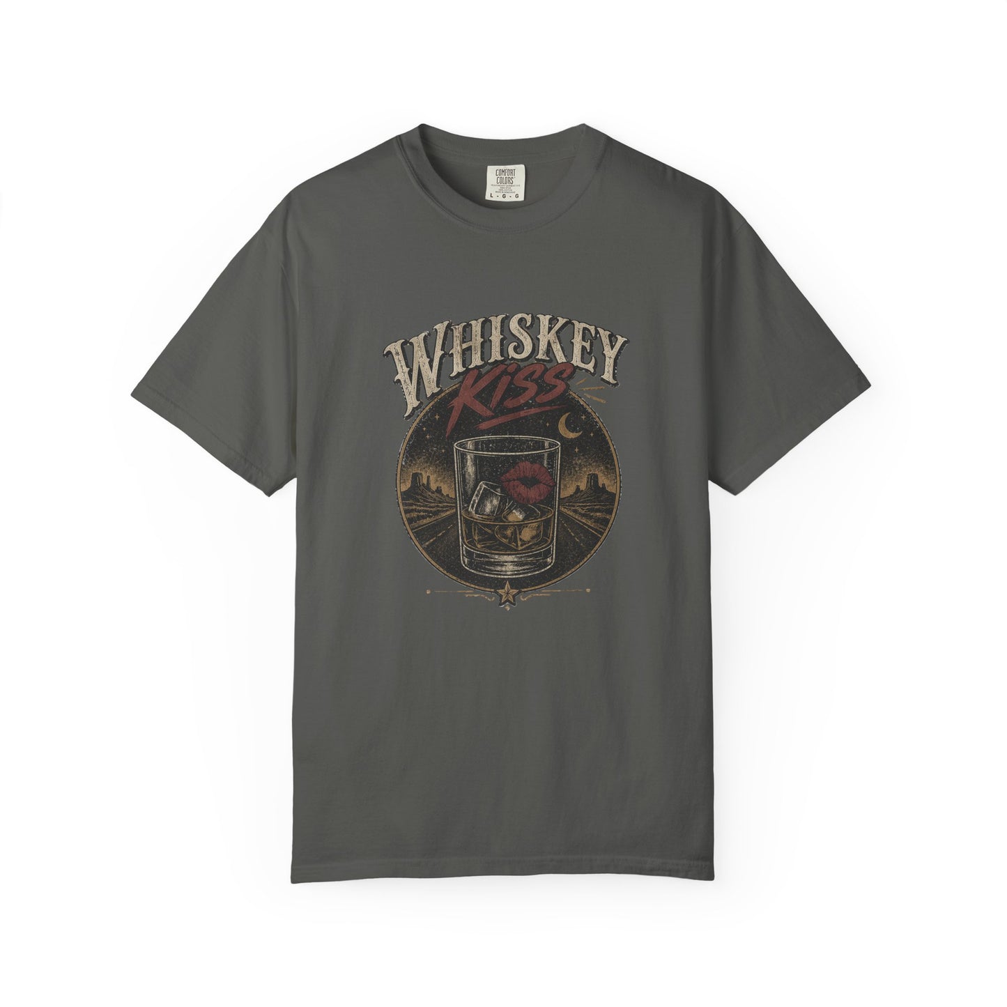 Whiskey Kiss Vintage Graphic T-Shirt – Distressed Retro UnisexTee