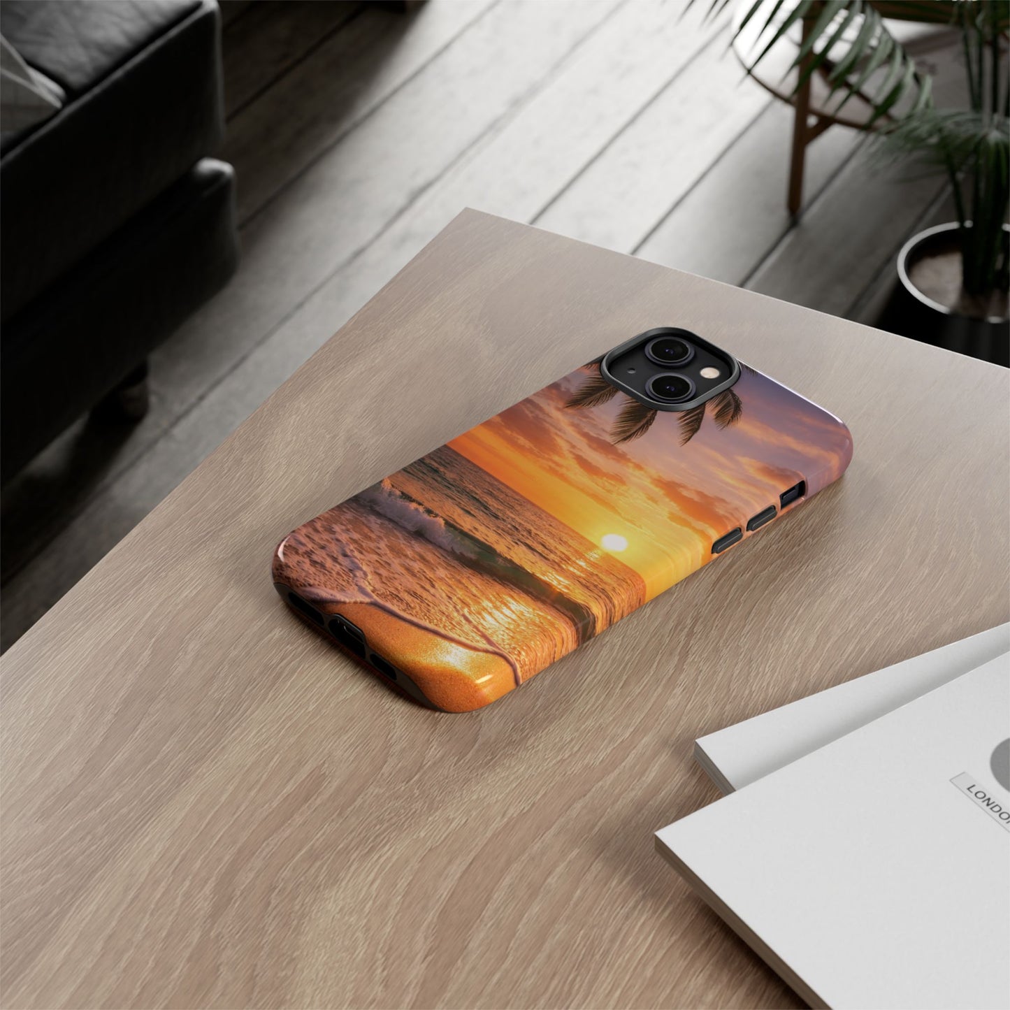 Golden Hour Beach Case — Tropical Palm Sunset Protective Case