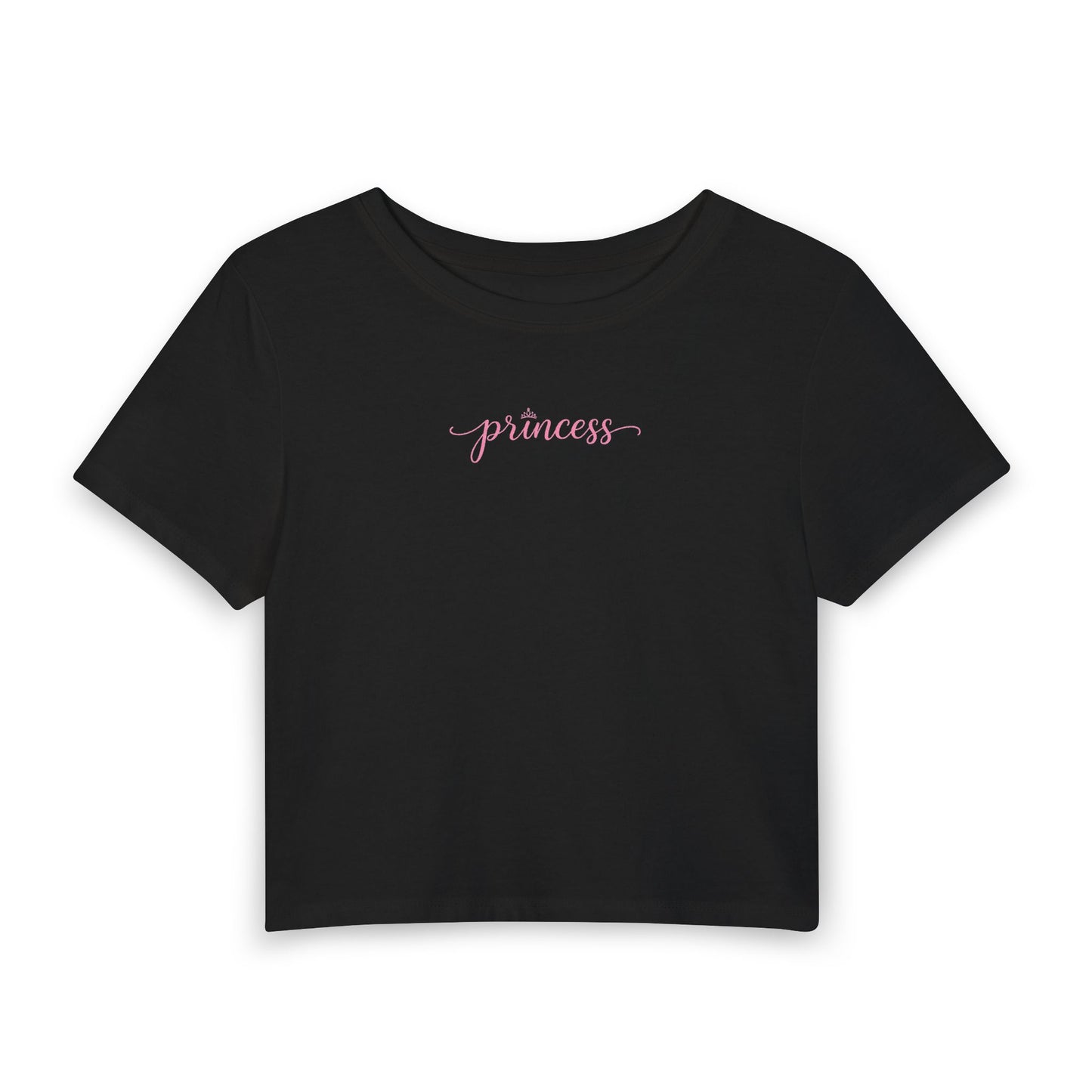 Princess Crop Tee — Pink Script Women's Baby Tee
