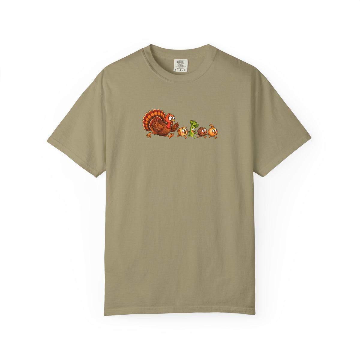 Turkey Chasing Stuffing Thanksgiving Tee | Comfort Colors 1717