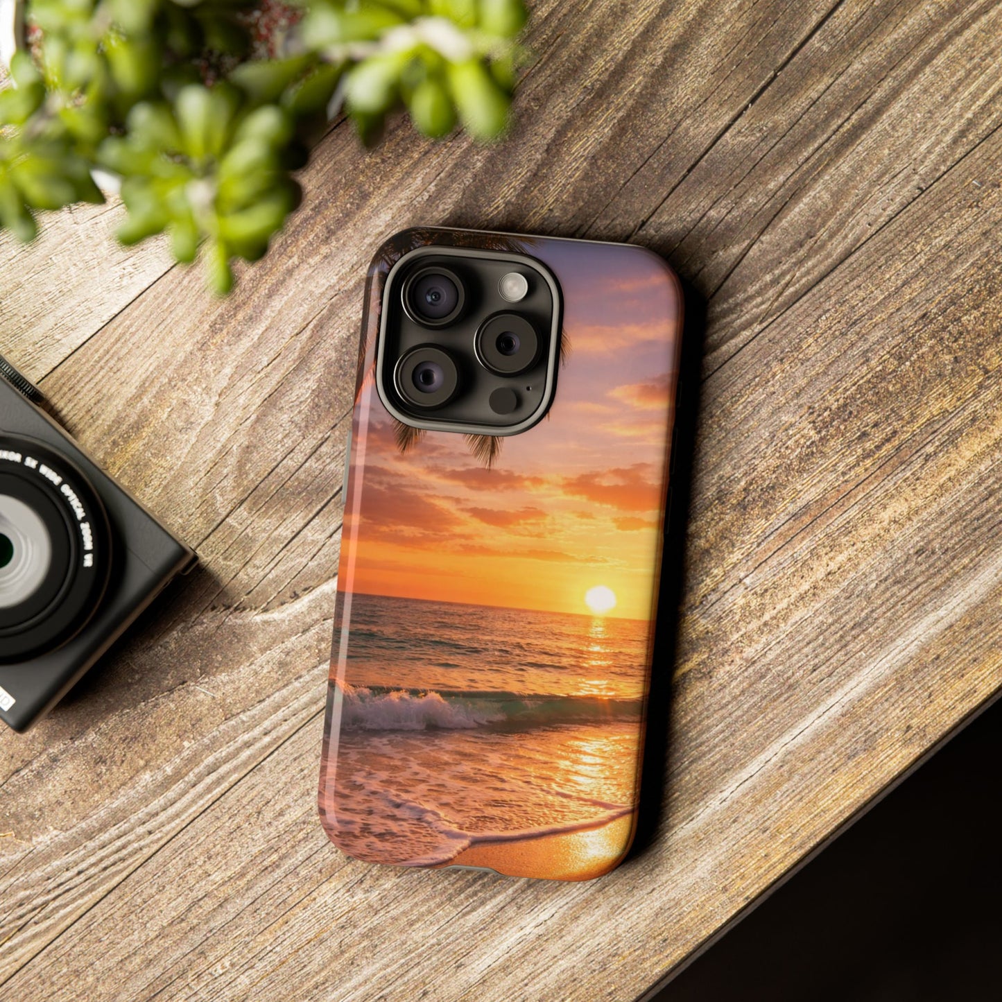 Golden Hour Beach Case — Tropical Palm Sunset Protective Case