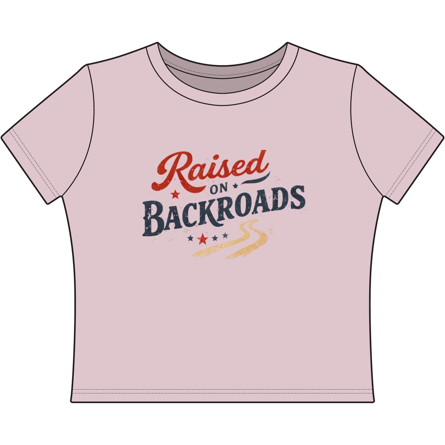 Raised on Backroads Cropped Tee • Americana Graphic Baby Tee • Country Roads Shirt for Women
