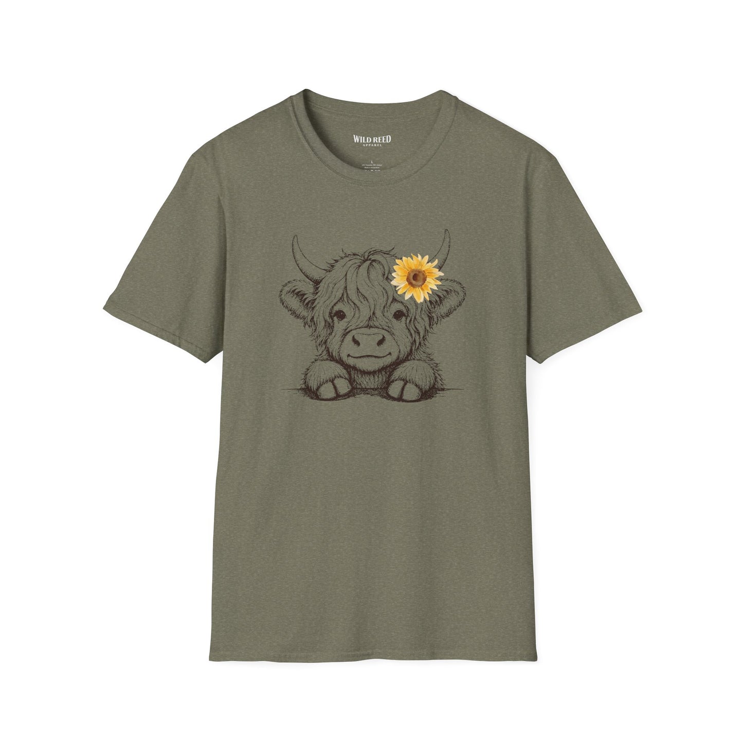 Baby Highland Cow Sunflower Graphic Tee | Cute Farmhouse Cow Shirt | Wild Reed Apparel