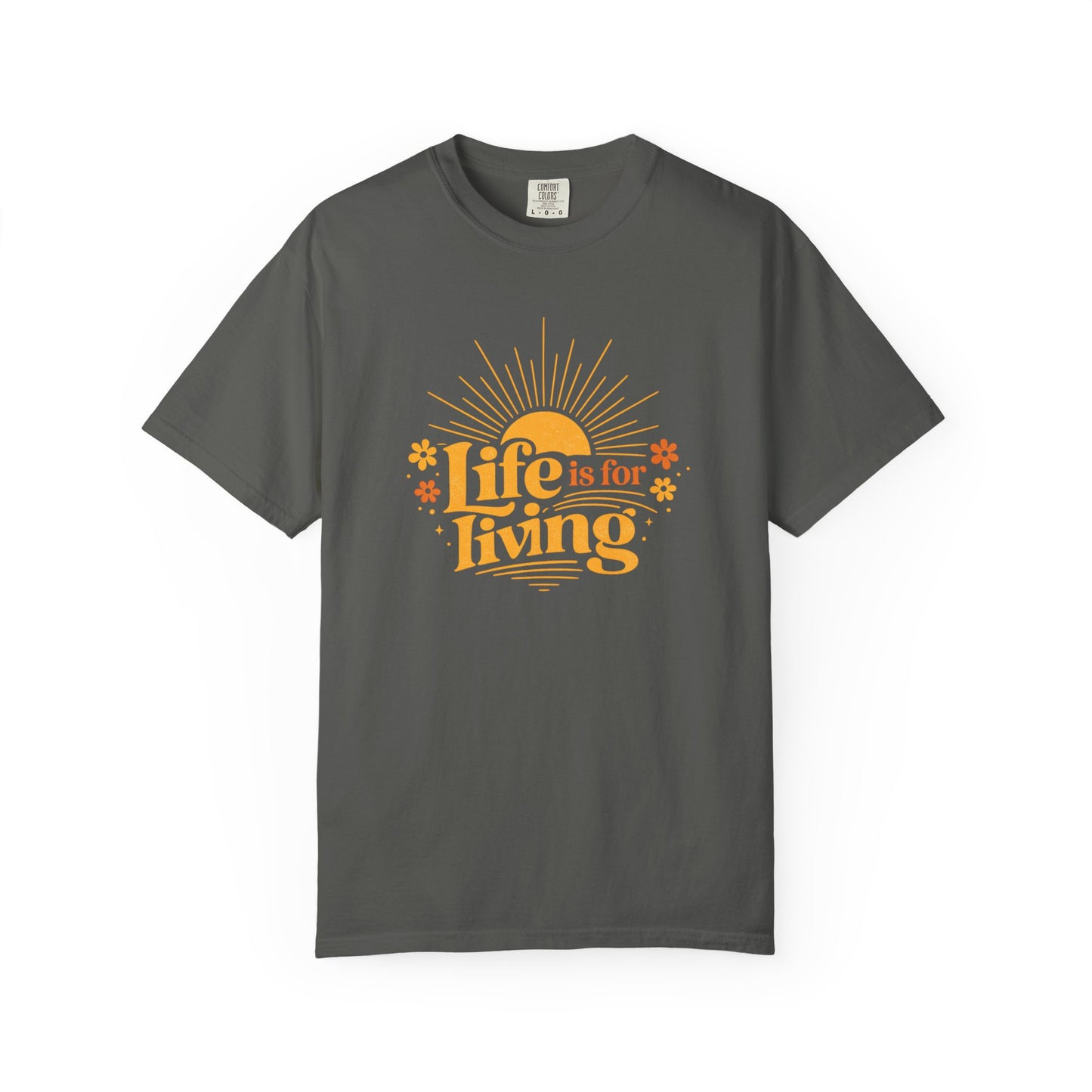 Life Is For Living Shirt, Vintage Summer Graphic Tee, Inspirational Sunshine Tee, Retro Positive Quote Shirt, Comfort Colors Summer Tee