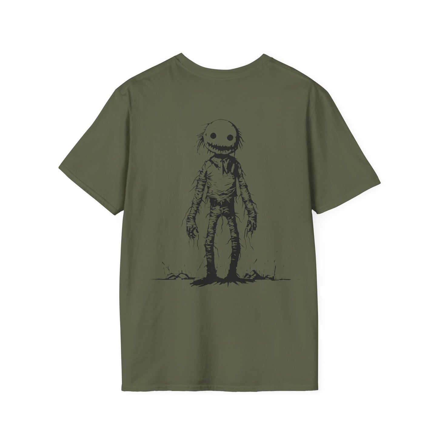 Wild Reed Apparel Creepy Monster Halloween Shirt | Vintage Horror Graphic Tee | Double-Sided Spooky Season T-Shirt