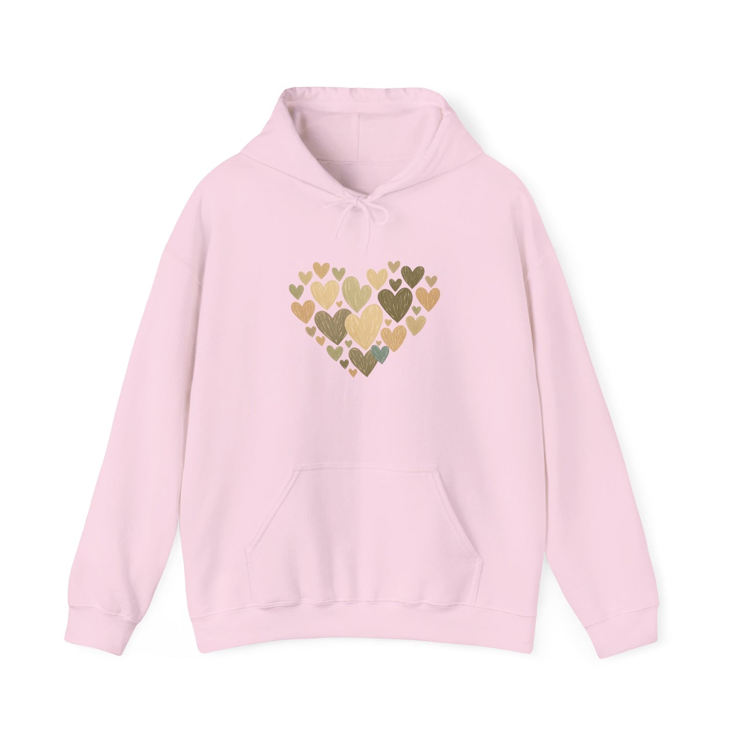 Imperfect Heart Hoodie | Latte Heart Cluster Graphic Hoodie | Cozy Minimalist Heart Sweatshirt