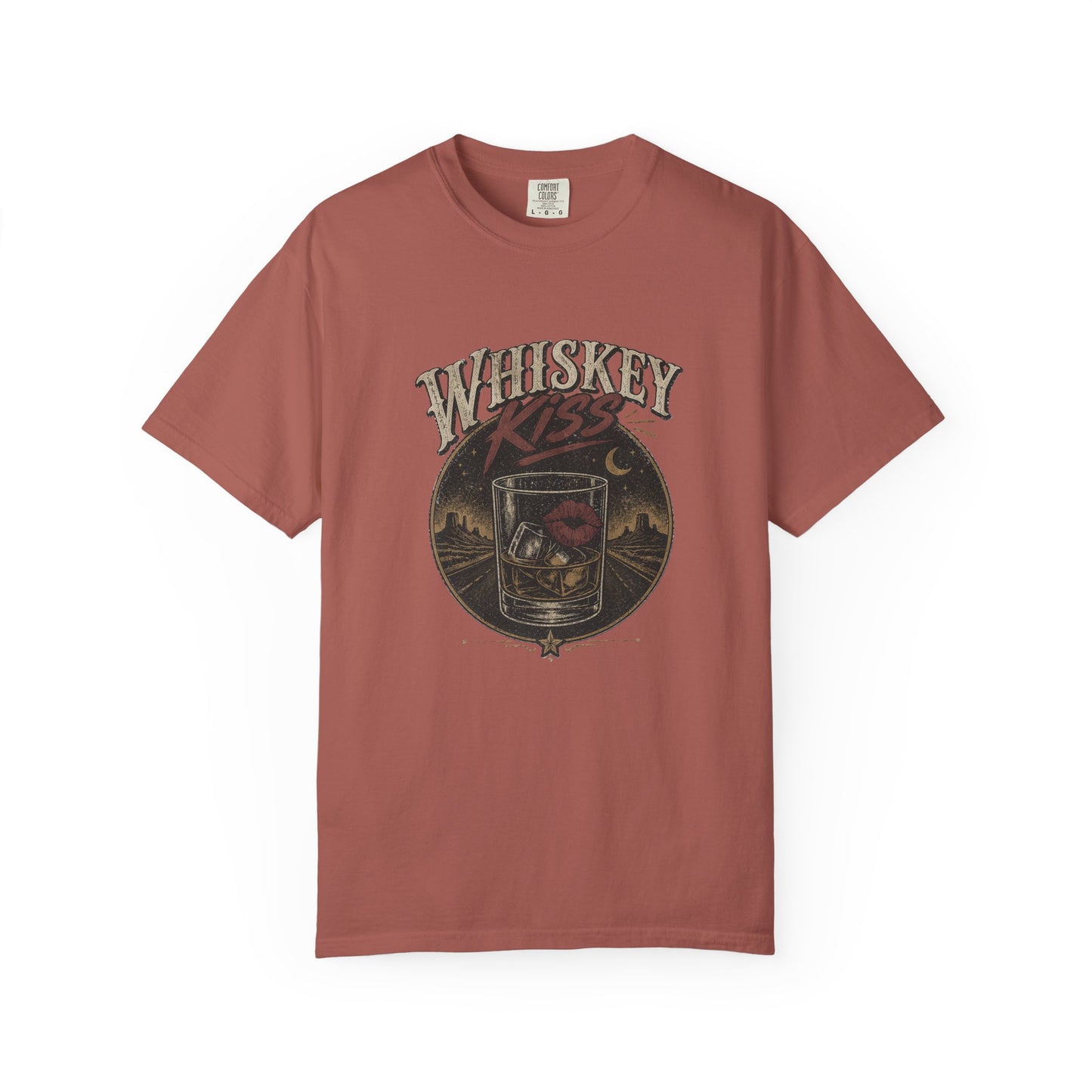 Whiskey Kiss Vintage Graphic T-Shirt – Distressed Retro UnisexTee