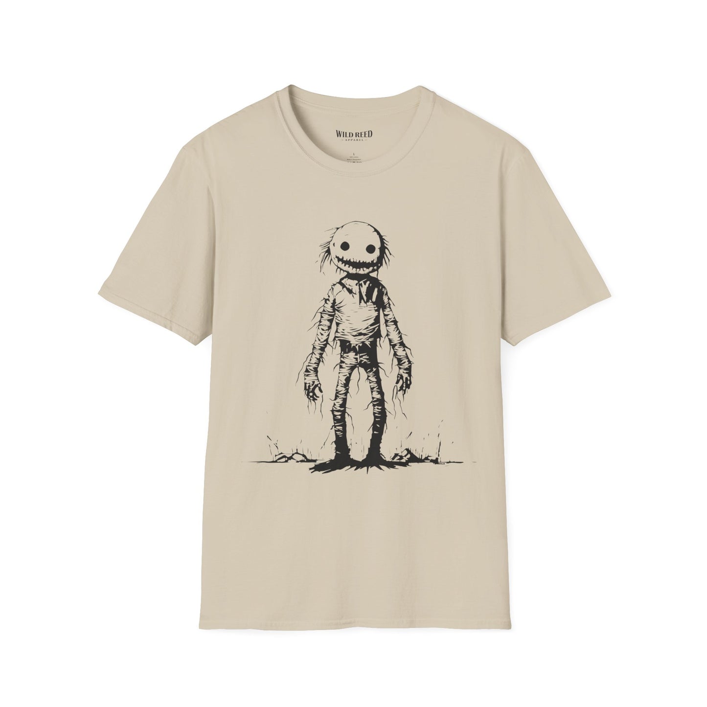 Wild Reed Apparel Creepy Smiley Monster Halloween Shirt | Vintage Horror Graphic Tee