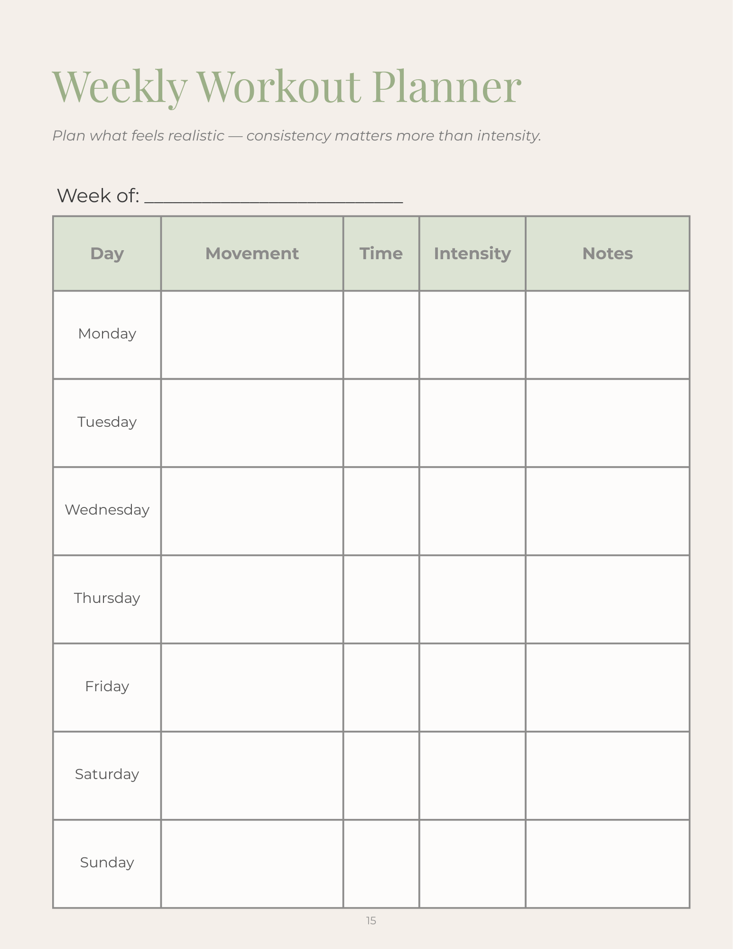 Gentle Strength Joint-Friendly Fitness Journal | Low Impact Workout Tracker | Wellness & Mobility Journal